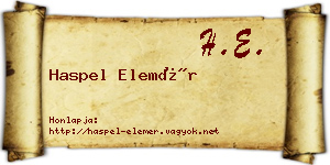 Haspel Elemér névjegykártya