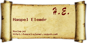 Haspel Elemér névjegykártya